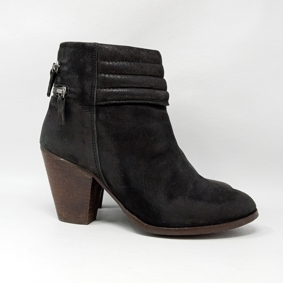 Diba Women's Size 6.5M Black Leather Double Zip Ankle Booties - Picture 3 of 15